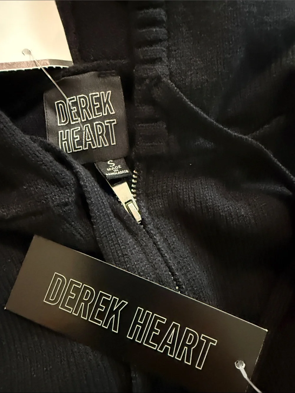 NWT Derek Heart Black Knit Cropped Zip Hoodie Size S_9